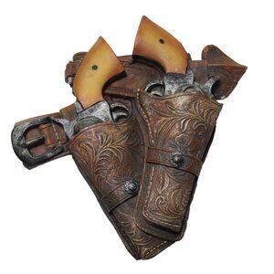 Vintage Twin Pistols in Holsters Wall Plaque Western Theme resin material